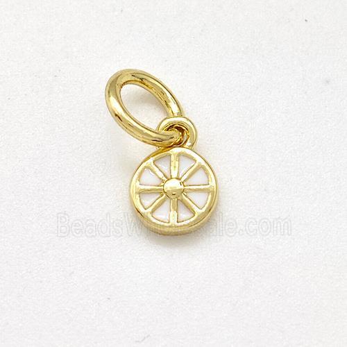 Copper Flower Pendant White Enamel Gold Plated