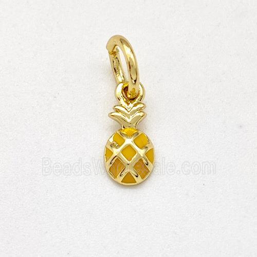 Copper Pineapple Pendant Yellow Enamel Gold Plated