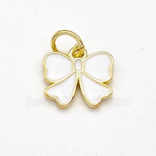 Copper Bow Pendant White Enamel Gold Plated