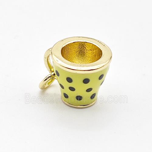 Cup Charms Copper Pendant Yellow Enamel Gold Plated