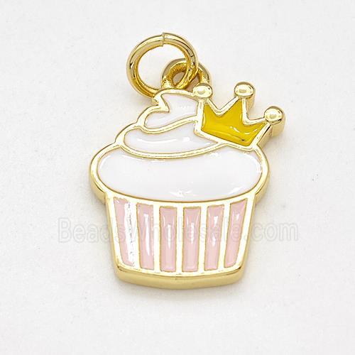 Copper Cake Pendant Multicolor Enamel Crown Gold Plated
