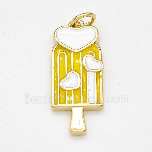 Ice Cream Charms Copper Pendant Multicolor Enamel Gold Plated