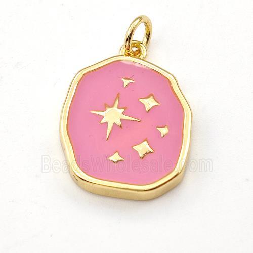 Copper Northstar Pendant Pink Enamel Gold Plated