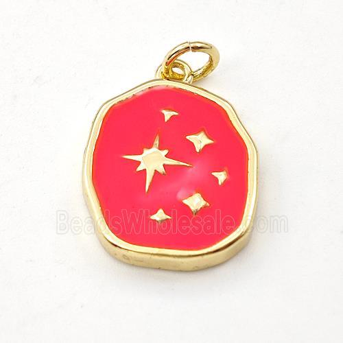 Copper Northstar Pendant Red Enamel Gold Plated