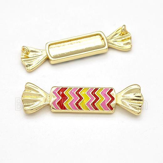 Candy Charms Copper Pendant Multicolor Enamel 2loops Gold Plated