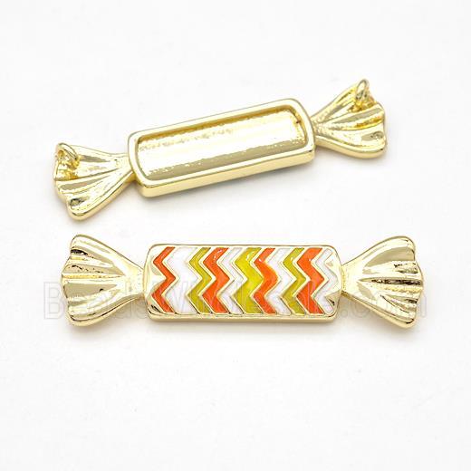 Candy Charms Copper Pendant Multicolor Enamel 2loops Gold Plated