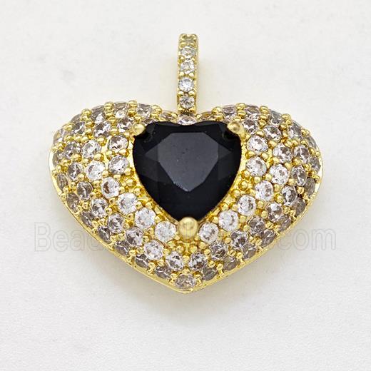 Copper Heart Pendant Micro Pave Zirconia Gold Plated