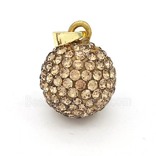 Clay Round Pendant Micro Pave Champagne Rhinestone