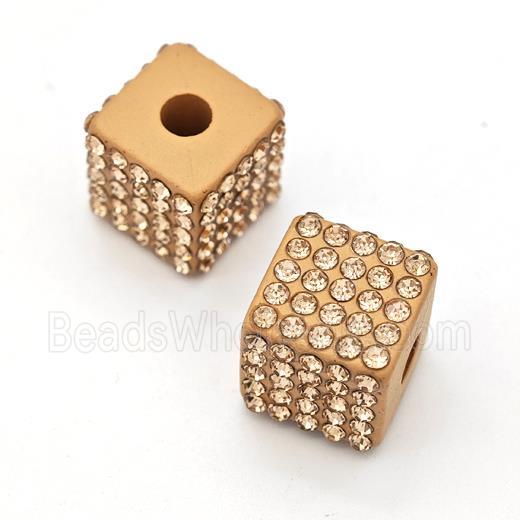 Resin Cube Beads Micro Pave Rhinestone Large Hole