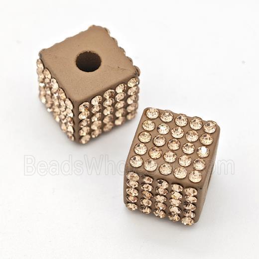 Resin Cube Beads Micro Pave Rhinestone Large Hole