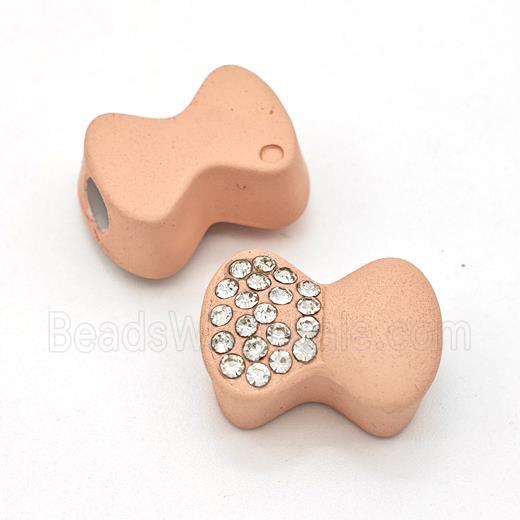 Resin Bow Beads Micro Pave Rhinestone Large Hole