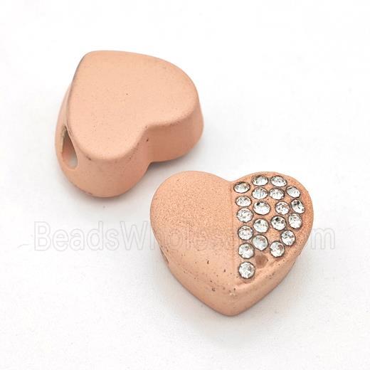 Resin Heart Beads Micro Pave Rhinestone Large Hole