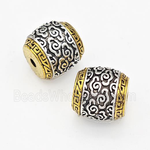 Tibetan Style Alloy Barrel Beads Lucky Cloudy Antique Silver Gold