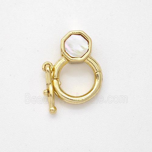 Copper Clasp Pave Shell 18K Gold Plated