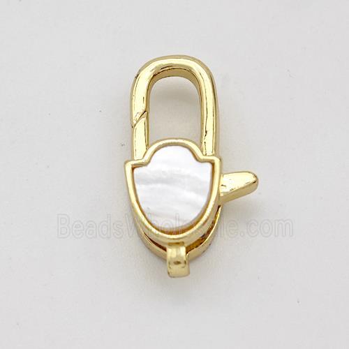 Copper Lobster Clasp Pave Shell 18K Gold Plated