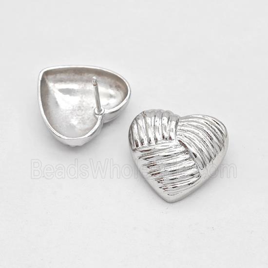 Copper Heart Stud Earrings Platinum Plated