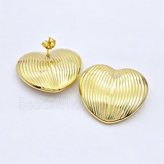 Copper Heart Stud Earrings Gold Plated