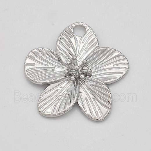 Copper Flower Pendant Platinum Plated
