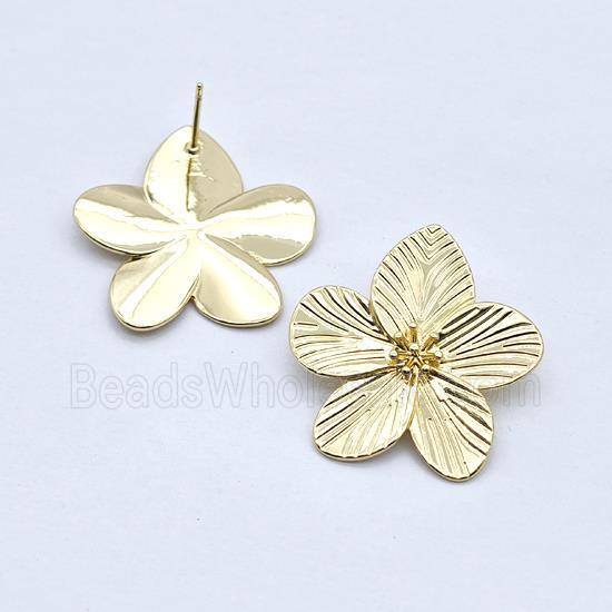 Copper Flower Stud Earrings Gold Plated