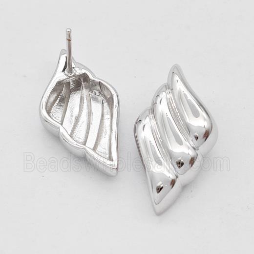 Copper Angel Wings Stud Earrings Platinum Plated
