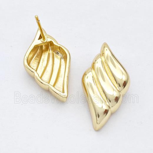 Copper Angel Wings Stud Earrings Gold Plated
