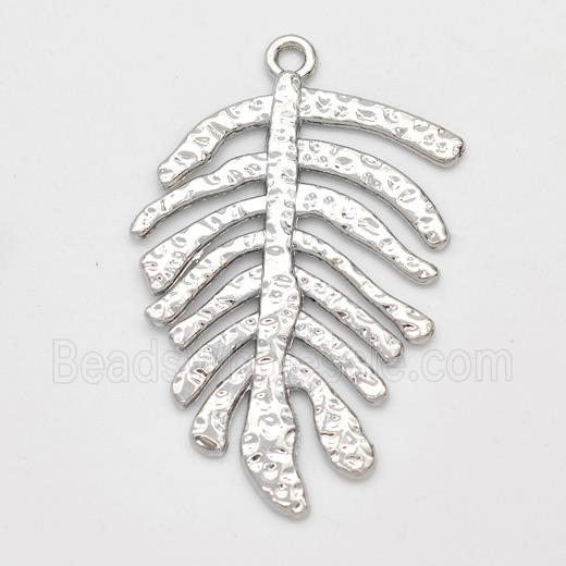 Copper Leaf Pendant Monstera Hammered Platinum Plated