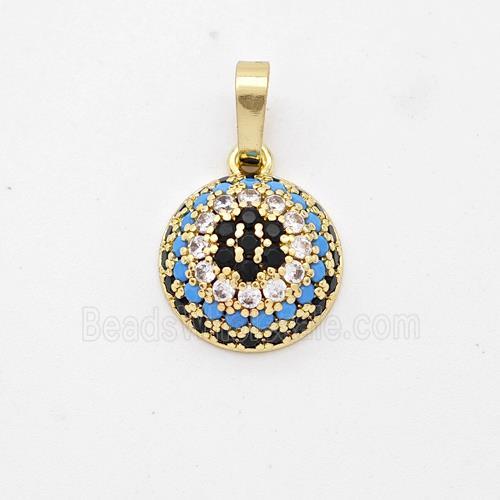 Copper Circle Pendant Micro Pave Zirconia Flower Gold Plated