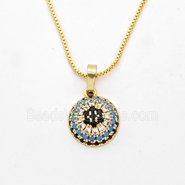 Copper Necklace Micro Pave Zirconia Flower Gold Plated