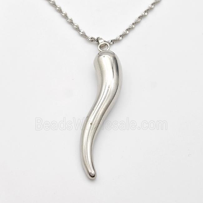 Copper Chili Necklace Capsicum Platinum Plated