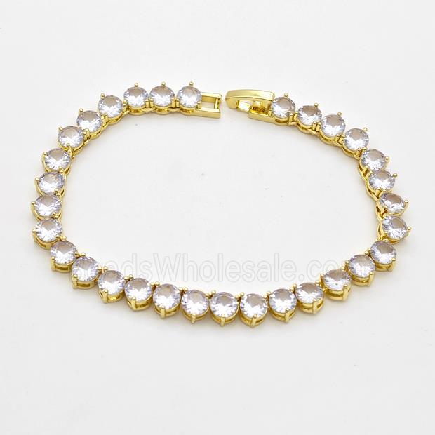 Copper Bracelet Pave Crystal Glass Gold Plated