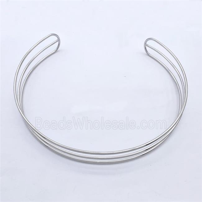 Copper Wire Collar Necklace Platinum Plated