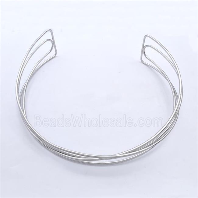 Copper Wire Collar Necklace Platinum Plated