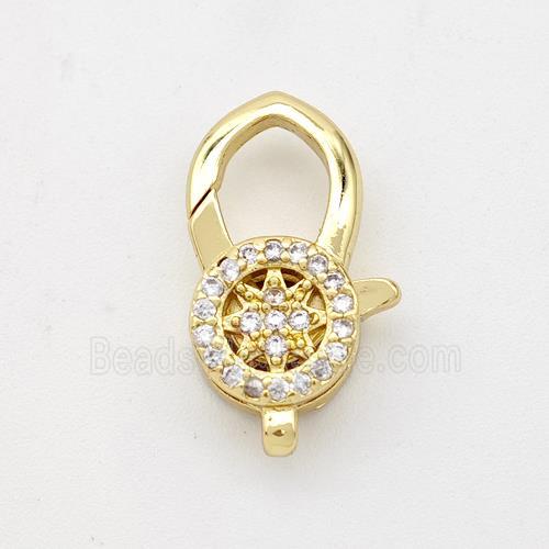 Copper Lobster Clasp Micro Pave Zirconia 18K Gold Plated
