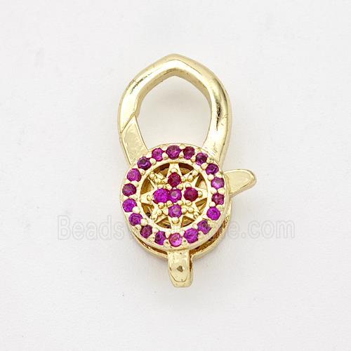 Copper Lobster Clasp Micro Pave Zirconia 18K Gold Plated
