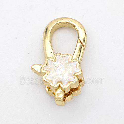 Copper Lobster Clasp Pave Fire Opal 18K Gold Plated
