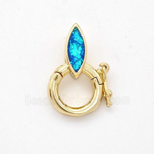 Copper Clasp Pave Fire Opal Eye 18K Gold Plated