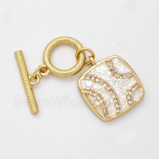 Copper Toggle Clasp Pave Fire Opal 18K Gold Plated