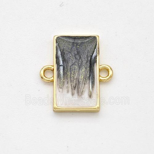 Copper Rectangle Connector Black Painted 18K Gold Plated