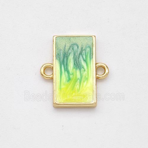 Copper Rectangle Connector Yellow Green Painted 18K Gold Plated