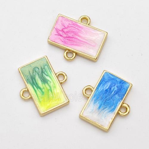 Copper Rectangle Connector Painted 18K Gold Plated Mixed