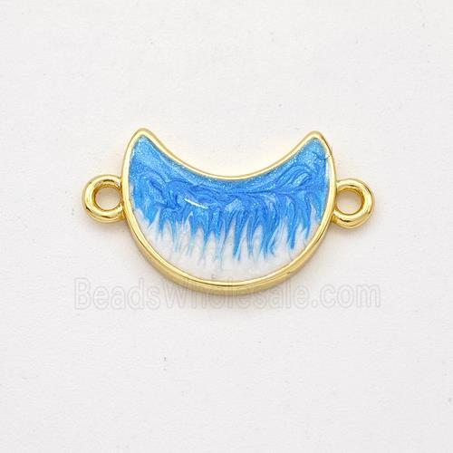 Copper Moon Connector Blue Painted 18K Gold Plated