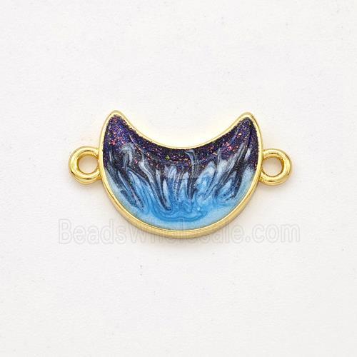 Copper Moon Connector Painted 18K Gold Plated