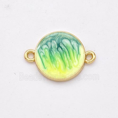 Copper Circle Connector Yellow Green Painted 18K Gold Plated