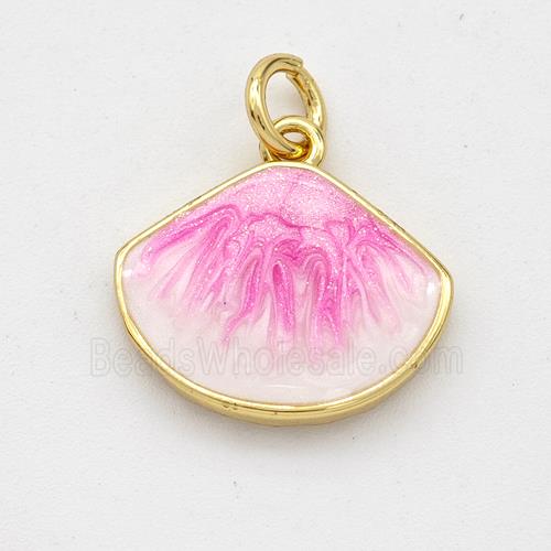 Copper Scallop Pendant Pink Painted 18K Gold Plated