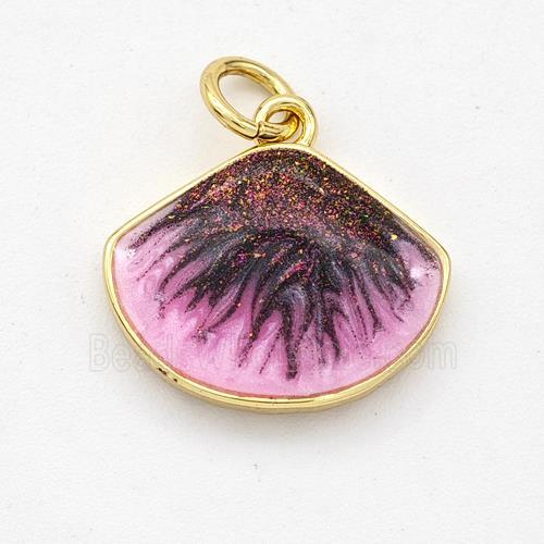 Copper Scallop Pendant Painted 18K Gold Plated