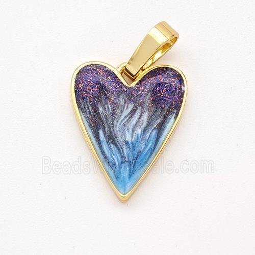 Copper Heart Pendant Painted 18K Gold Plated