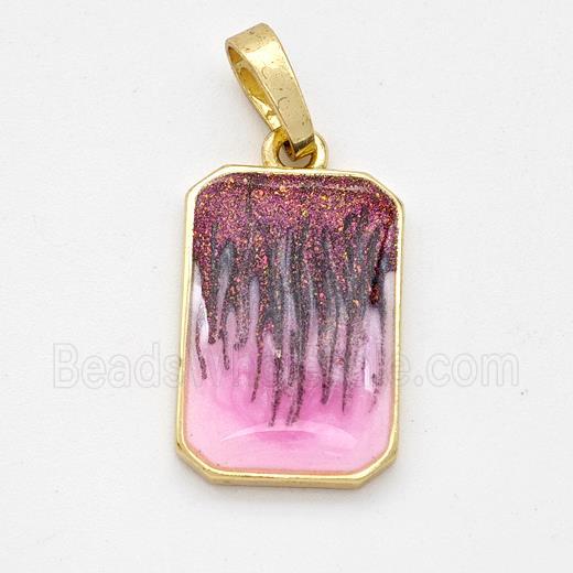 Copper Rectangle Pendant Painted 18K Gold Plated