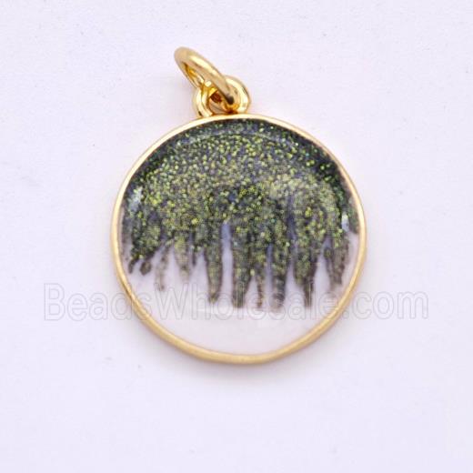 Copper Circle Pendant Black Painted 18K Gold Plated