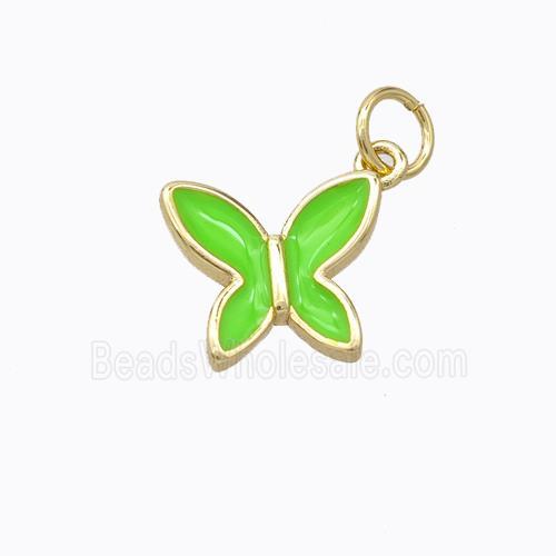 Copper Butterfly Pendant Green Enamel Gold Plated