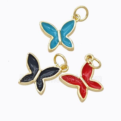 Copper Butterfly Pendant Enamel Gold Plated Mixed